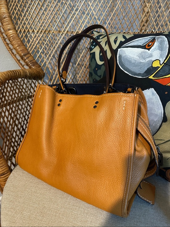 Coach Handbags - Coach Pebbled Leather Tote in mustard yellow
